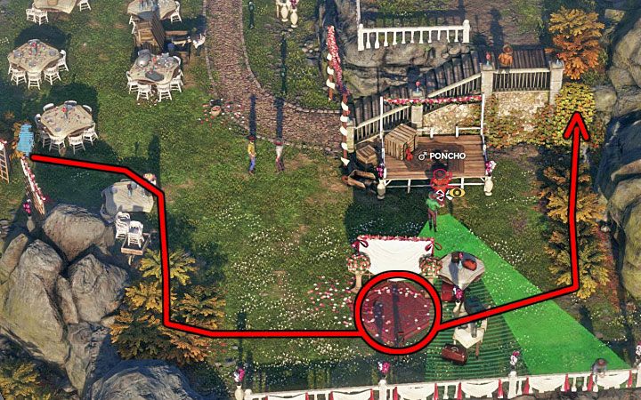 Now you have to sneak into the ivy wall that is located behind the stairs (M4,12) - Desperados 3: Get Cooper to the mayors office - mission 4, walkthrough - Mission 4 - Until Death Do Us Part - Desperados 3 Guide