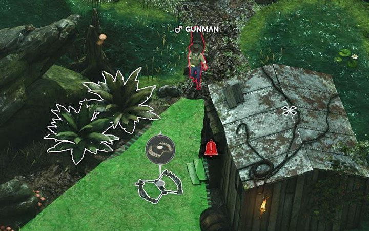 Not far from the start of the mission, there is a sleeping enemy and a sentry patrolling the area with a guard dog (M11,3) - Desperados 3: Reach the village with all heroes - mission 11, walkthrough - Mission 11 - Burn the Queen - Desperados 3 Guide