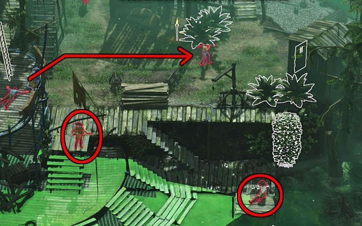 Do not rush to send your men to the right of the ship, because this area is guarded by several enemies - Desperados 3: Infiltrate and set fire to the Queen - mission 11, walkthrough - Mission 11 - Burn the Queen - Desperados 3 Guide