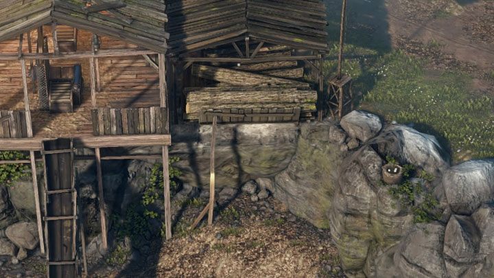 The opportunity to get this Badge appears in front of the sawmill (M7,12) - Desperados 3: Mission 6 - map, badges - Mission 6 - The Bridge at Eagle Falls - Desperados 3 Guide