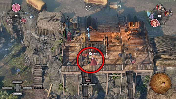 Another option to reach the shooting range is to take an interest in the sawmill (M6,9) - Desperados 3: Find the dynamite, option 1 - mission 6, walkthrough - Mission 6 - The Bridge at Eagle Falls - Desperados 3 Guide