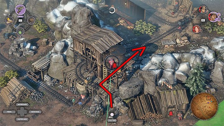 As you wipe out all enemies in the large logging area watch out for the second enemy sniper who observes that location from the nearby watchtower (M6,15) - Desperados 3: Find the dynamite, option 2 - mission 6, walkthrough - Mission 6 - The Bridge at Eagle Falls - Desperados 3 Guide