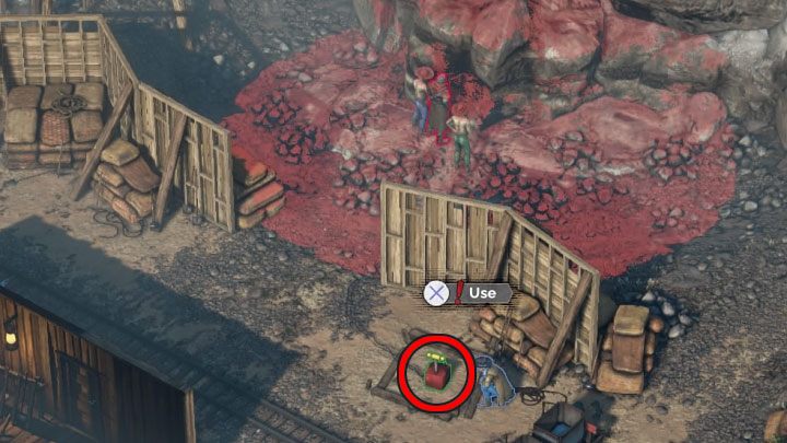 After murdering a Long Coat enemy (and at least 2 enemy workers), the detonator highlighted in the screenshot above can help you a lot - Desperados 3: Find the dynamite, option 2 - mission 6, walkthrough - Mission 6 - The Bridge at Eagle Falls - Desperados 3 Guide