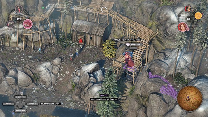 You can perform this task only after you have obtained the dynamite at the shooting range (M6,3) or in the quarry (M6,2) - Desperados 3: Plant dynamite and detonate the bridge - mission 6, walkthrough - Mission 6 - The Bridge at Eagle Falls - Desperados 3 Guide