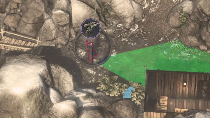 The lower part of this location is patrolled by a Long Coat and traditionally you have to watch out for him when playing as Kate - Desperados 3: Plant dynamite and detonate the bridge - mission 6, walkthrough - Mission 6 - The Bridge at Eagle Falls - Desperados 3 Guide