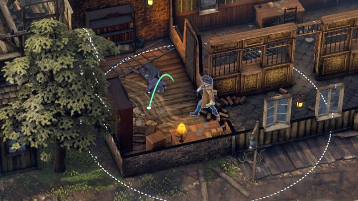 With the cash, head to the bank building (M8,13) - Desperados 3: Mission 8 - map, badges - Mission 8 - One Hell of a Night - Desperados 3 Guide