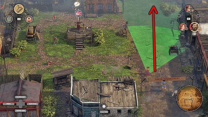 Acquiring a disguise for Kate is optional, but you should not miss this step as it will make it easier to eliminate opponents and sneak the other characters through hostile locations - Desperados 3: Get a disguise and find McCoy - mission 8, walkthrough - Mission 8 - One Hell of a Night - Desperados 3 Guide