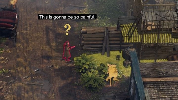 As you approach the gallows, the enemies standing next to it will go their separate ways - Desperados 3: Get a disguise and find McCoy - mission 8, walkthrough - Mission 8 - One Hell of a Night - Desperados 3 Guide