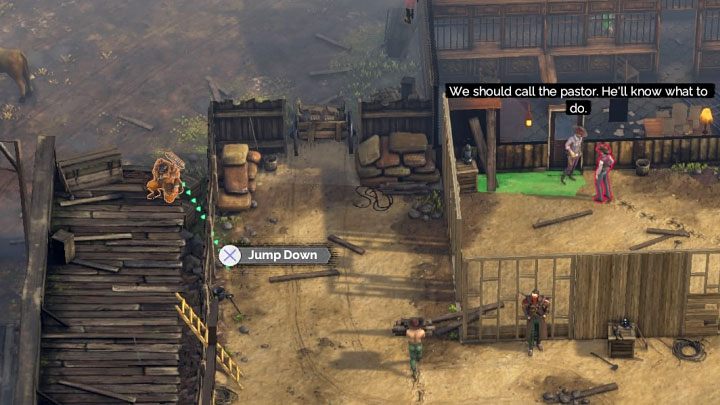 The second option is to look at a building under construction that is adjacent to a side path (M8,12) - Desperados 3: Get a disguise and find McCoy - mission 8, walkthrough - Mission 8 - One Hell of a Night - Desperados 3 Guide