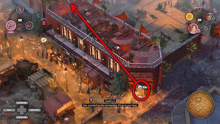 All the heroes start their mission in the same place (M10,1) and initially, you dont have to sneak around because youre in a public area of the city - Desperados 3: Get a disguise and eavesdrop on convo - mission 10, walkthrough - Mission 10 - Back Alley Jazz - Desperados 3 Guide