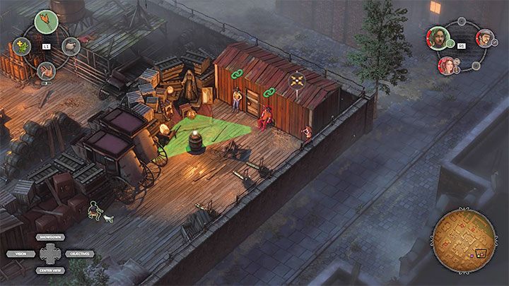 The entrance to the shed with the office (M10,14) is guarded by two opponents - Desperados 3: Reach the office in the warehouse zone - mission 10, walkthrough - Mission 10 - Back Alley Jazz - Desperados 3 Guide