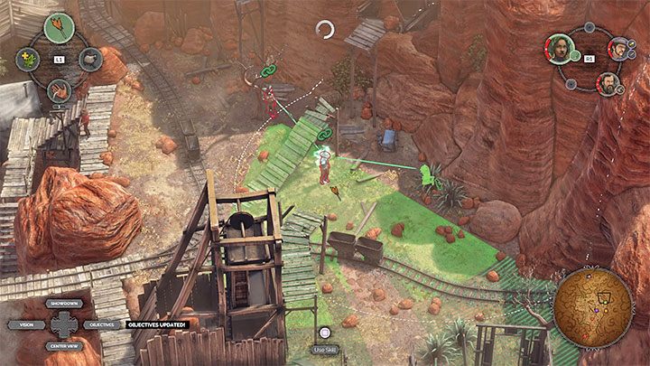Another area is observed by one of the 2 new Long Coats (M13,11) - Desperados 3: Push the wagon to the gate - mission 13, walkthrough - Mission 13 - A Cart Full of Gunpowder - Desperados 3 Guide