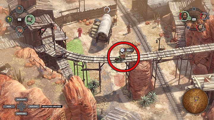 In the next area (M13,12), focus on eliminating two opponents in a poncho on the left - Desperados 3: Push the wagon to the gate - mission 13, walkthrough - Mission 13 - A Cart Full of Gunpowder - Desperados 3 Guide