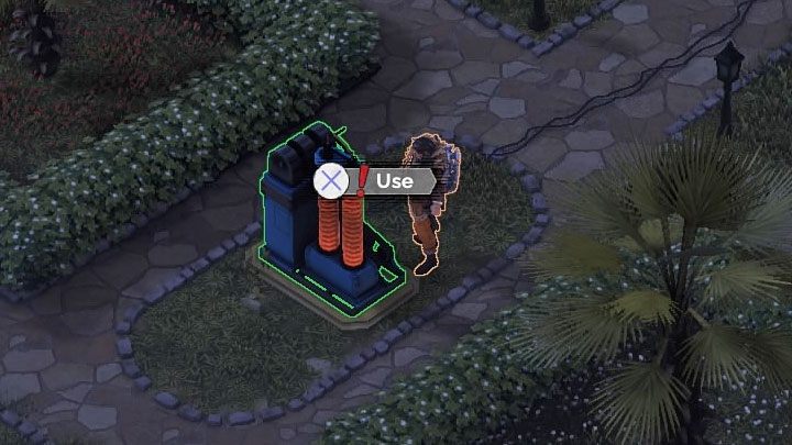 Activating the device in the back garden (M15,16) requires the cooperation of two team members - Desperados 3: Distract guests with a garden device - mission 15, walkthrough - Mission 15 - A Captain of Industry - Desperados 3 Guide