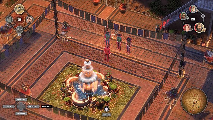 Devitt is in the mansions inner courtyard (M15,1) since the start of the mission, but initially getting to it would be extremely difficult as there are plenty of guests invited to the party - Desperados 3: Stun and kidnap Devitt - mission 15, walkthrough - Mission 15 - A Captain of Industry - Desperados 3 Guide