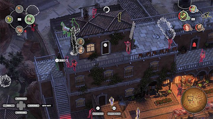 There are three large groups of opponents residing on the upper levels of the property (M15,19) to be eliminated - Desperados 3: Stun and kidnap Devitt - mission 15, walkthrough - Mission 15 - A Captain of Industry - Desperados 3 Guide