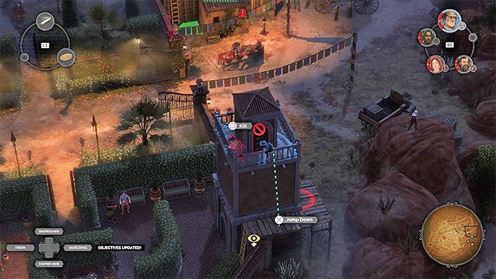 The fireworks box is located in the central part of the small maze (M15,6) - Desperados 3: Distract guests with fireworks - mission 15, walkthrough - Mission 15 - A Captain of Industry - Desperados 3 Guide