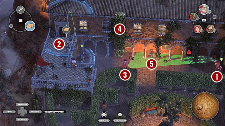 The second location is more problematic - it is the balcony at the rear of the property (M15,7) - Desperados 3: Distract guests with fireworks - mission 15, walkthrough - Mission 15 - A Captain of Industry - Desperados 3 Guide