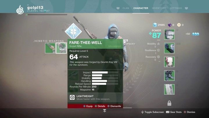 The process of dismantling unnecessary weapons - dont store what is weak and useless cause you will no longer have any use for these items - Destiny 2: Weapons and armor - how to get? - Destiny 2: Equipment - Destiny 2 Game Guide