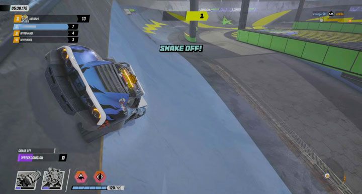 The attacking player's progress is represented by an orange bar which refers to their own separate mini-game - Destruction AllStars: How to shake off opponents from your car? - FAQ - Destruction AllStars Guide