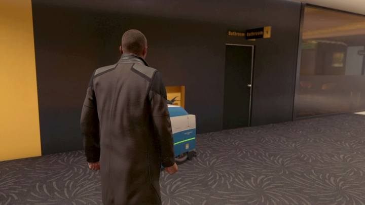 Visit the mens room to find a disguise. - The Stratford Tower | Marcus | Detroit Become Human Walkthrough - Marcus Walkthrough - Detroit Become Human Guide
