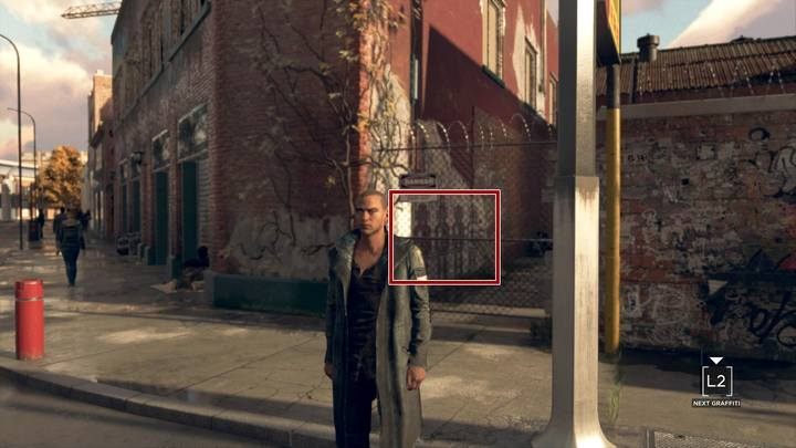 The second graffiti is located just in front of you - Jericho & Time to Decide | Marcus | Detroit Become Human Walkthrough - Marcus Walkthrough - Detroit Become Human Guide