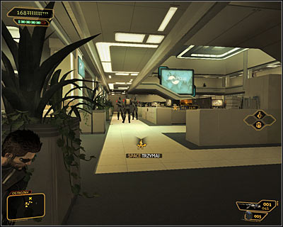 Now you can use the only evacuation route on the seventh floor, but if you plan on eliminating all the mercenaries, you should return onto the sixth level - (2) Peaceful solution: Getting out of the ambush - Confronting Eliza Cassan - Deus Ex: Human Revolution Game Guide