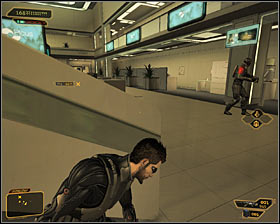 The sixth floor is being patrolled by as many as five mercenaries, so you have to be very cautious while eliminating them - (2) Peaceful solution: Getting out of the ambush - Confronting Eliza Cassan - Deus Ex: Human Revolution Game Guide