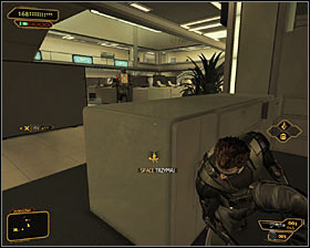 For a change, return to the northern part of the room and attack the mercenary patrolling this area at the proper moment #1 - (2) Peaceful solution: Getting out of the ambush - Confronting Eliza Cassan - Deus Ex: Human Revolution Game Guide