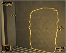 If you insist on using the nearby passage to the further part of the building, take a look around the server room for a destructible wall #1, on which you can use the Punch Through Walls augmentation - (2) Peaceful solution: Getting out of the ambush - Confronting Eliza Cassan - Deus Ex: Human Revolution Game Guide