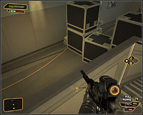 Stay on the balconies on level 4 and fins the east stairs leading onto the upper level of the TV studio #1 - (3) Peaceful solution: Reaching the staircase at the back of the studio - Confronting Eliza Cassan - Deus Ex: Human Revolution Game Guide