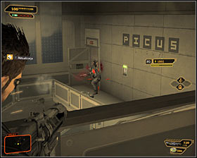 Id suggest you go to the upper balcony #1 and quietly wait for the new enemies to arrive - (5) Aggressive solution: Summoning the funicular - Confronting Eliza Cassan - Deus Ex: Human Revolution Game Guide