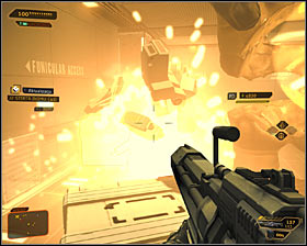 Approach the end of the tunnel with two laser barriers - (6) Aggressive solution: Reaching the main area of the basement - Confronting Eliza Cassan - Deus Ex: Human Revolution Game Guide