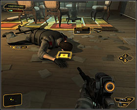 It would be good to check Sanders body #1, as you will find, inter alia, a palmtop with a safe code (5463) - (6) Get inside Sandovals apartment - Finding Isaias Sandoval - Deus Ex: Human Revolution Game Guide