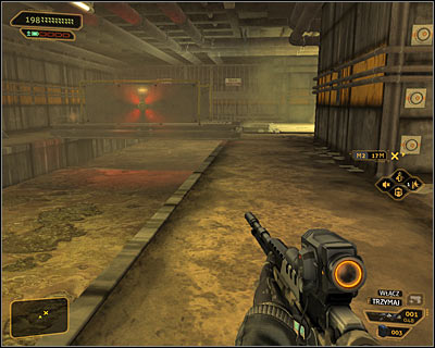 Regardless of the chosen method, you have to reach the western part of the sewers, that is behind the laser barriers (screen above) - (8) Passing through the sewers - Finding Isaias Sandoval - Deus Ex: Human Revolution Game Guide