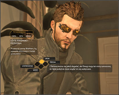 If you want to learn all the facts, you need to have the Social Enhancer augmentation and activate the pheromones (Z) right after handing her over the photos - Acquaintances Forgotten (steps 4-8) - Side quests - Deus Ex: Human Revolution Game Guide