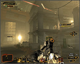 Right after the destruction of the robot, run north (towards Maliks helicopter) and quickly deal with another heavily armored enemy #1 - (1) Peaceful solution: Getting out of the construction site - Find Vasili Sevchenkos GPL Device - Deus Ex: Human Revolution Game Guide