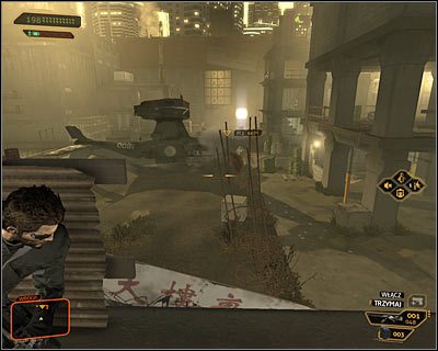 Another way to fight the battle is to stay close to the start point (screen above) and using a good sniper rifle in order to liquidate enemies - (1) Aggressive solution: Getting out of the construction site - Find Vasili Sevchenkos GPL Device - Deus Ex: Human Revolution Game Guide