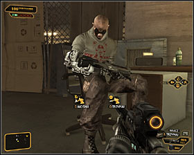 You can bypass the turret using your camouflage (the Glass-Shield Cloaking System augmentation) or use another tactics - (5) Peaceful solution: Going through the Harvesters hideout - Find Vasili Sevchenkos GPL Device - Deus Ex: Human Revolution Game Guide