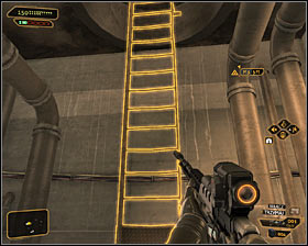 Exit the room and carefully approach the central part of the sewers - (4) Peaceful solution: Retrieving the package from the shed - Stowing Away - Deus Ex: Human Revolution Game Guide