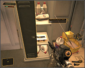 Go to the southern room of the warehouse and interact with a locker #1 marked by the game - (4) Aggressive solution: Retrieving the package from the shed - Stowing Away - Deus Ex: Human Revolution Game Guide