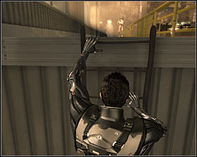 If you do not want to choose this way, then take a closer look at the west wall of the large warehouse, finding a ladder there #1 - (5) Peaceful solution: Getting inside the port warehouse - Stowing Away - Deus Ex: Human Revolution Game Guide
