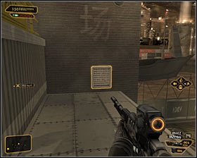If you do not want to use the door, just jump over the southern railing in order to land on the lower part of the roof #1 - (5) Peaceful solution: Getting inside the port warehouse - Stowing Away - Deus Ex: Human Revolution Game Guide