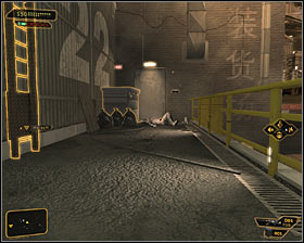 If you do not want to choose this way, then take a closer look at the west wall of the large warehouse, finding a ladder there #1 - (5) Aggressive solution: Getting inside the port warehouse - Stowing Away - Deus Ex: Human Revolution Game Guide