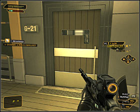 There is a computer terminal in the room G-22, but more important is to use the door leading to the adjacent lab #1 - (4) Peaceful solution: Finding Nia Colvin - Rescuing Megan and Her Team - Deus Ex: Human Revolution Game Guide