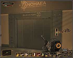 After exploration of the hall, use the stairs and go to the western balcony on level 2 - (2) Reaching the tower top - Shutting Down Darrows Signal - Deus Ex: Human Revolution Game Guide