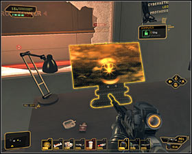 Jump through the damaged shutter (if you still avoid insane civilians, you must hurry up) #1, so youll find yourself in a small guard room - (5) Crossing through the station - Shutting Down Darrows Signal - Deus Ex: Human Revolution Game Guide