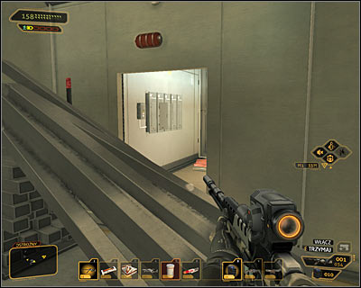 Regardless of your actions, you have to get to the eastern part of balconies on level 2 - (6) Peaceful solution: Reaching the William Taggarts hideout - Shutting Down Darrows Signal - Deus Ex: Human Revolution Game Guide