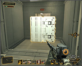 After reaching the corridor leading west you have to watch out, because this area is probably patrolled by a hostile robot - (6) Aggressive solution: Reaching the William Taggarts hideout - Shutting Down Darrows Signal - Deus Ex: Human Revolution Game Guide