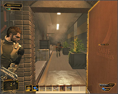 Open a door and shoot enemies in the corridor - (3) Aggressive option: Getting to the elevator - Securing Sarifs Manufacturing Plant - Deus Ex: Human Revolution Game Guide